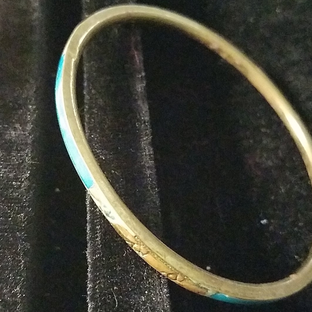 Blue Teal Faux Copper/Gold 7" Bracelet